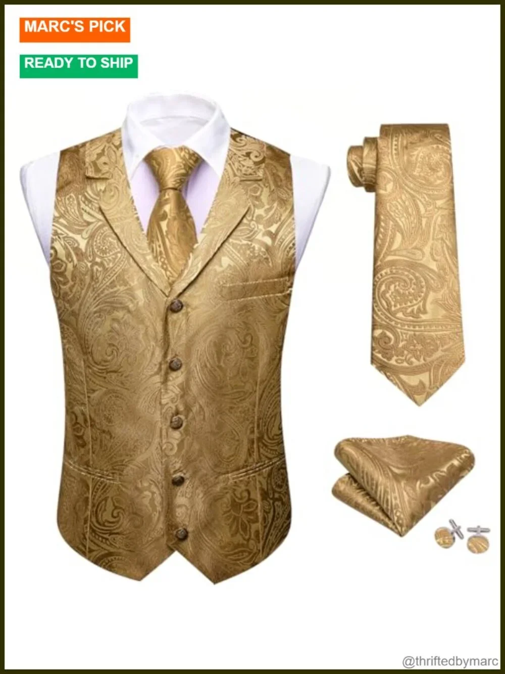 Mens Silk Paisley Vest Tie Set Formal Wedding Tuxedo Waistcoat